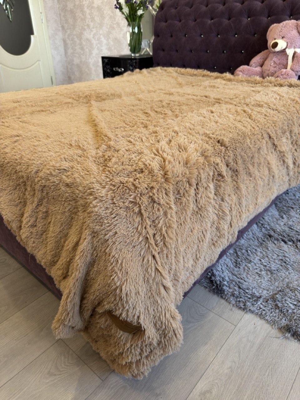 Хутряне Покривало Травичка 210х230 з довгим ворсом, фото 1