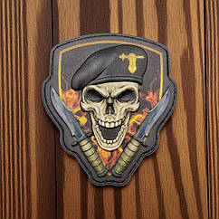 Патч / шеврон у вигляді Черепа у береті Танкових військ