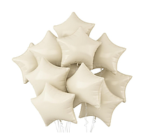 Зірки фольговані набір 10 шт Ніжний кремі кулі повітряні 45 см 18" стрічка і каплі-клей