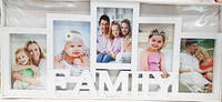 Фоторамка колаж(мульти рамка) Family/Сім'я 5 фото(10*15) біла/сіра PH195WW