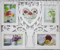 Фоторамка колаж(мульти рамка) Дерево з сердечком 5 фото(4-10*15,1-10*10 біла/золото/срібло/шампань F-65