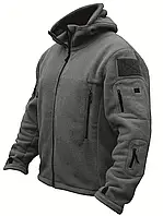 Тактична флісова кофта Чоловіча флісова сіра кофта з капюшоном