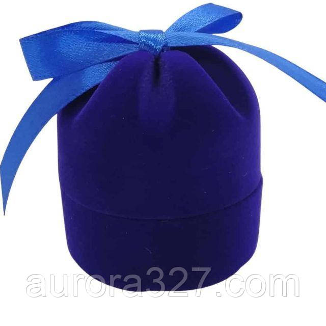 Футляр для кільця Циліндр зі стрічкою синій, фото 1