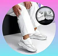 Жіночі спортивні кросівки Stilli білого кольору з сірими вставками зі шкіри та замші