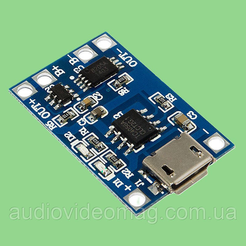 Модуль зарядки TP4056 Micro-USB 5V 1A із захистом акумулятора Li-ion 18650, фото 1