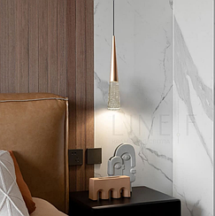 Підвіс золотистий із прозорим елементом з ефектом бульбашок води A264-60*360 AB