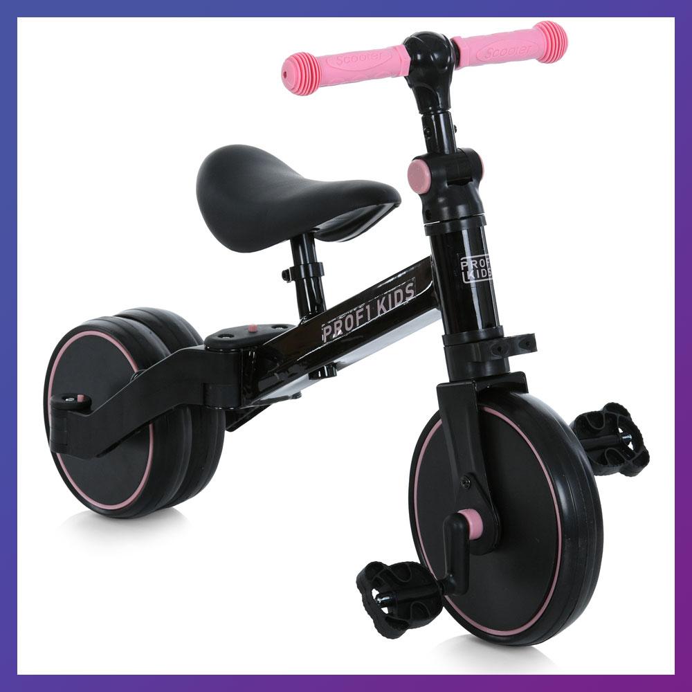 Дитячий біговел велосипед трансформер 3 в 1 PROFI KIDS 10/8д. MBB 1008 pink Чорно-рожевий, фото 1