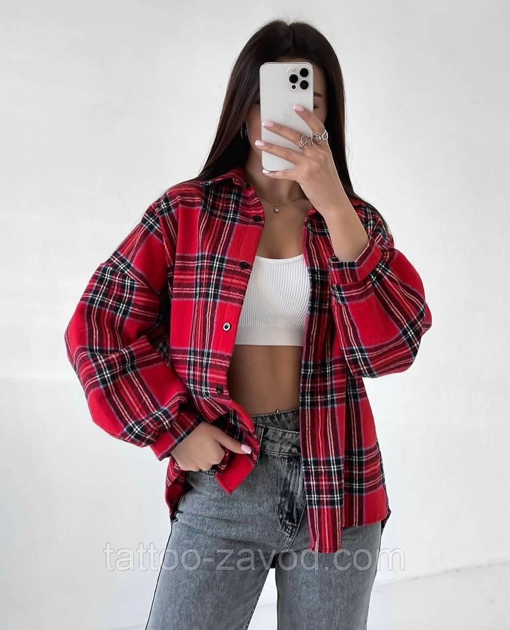 Сорочка жіноча в карту на ґудзиках 42-44 46-48, фото 1