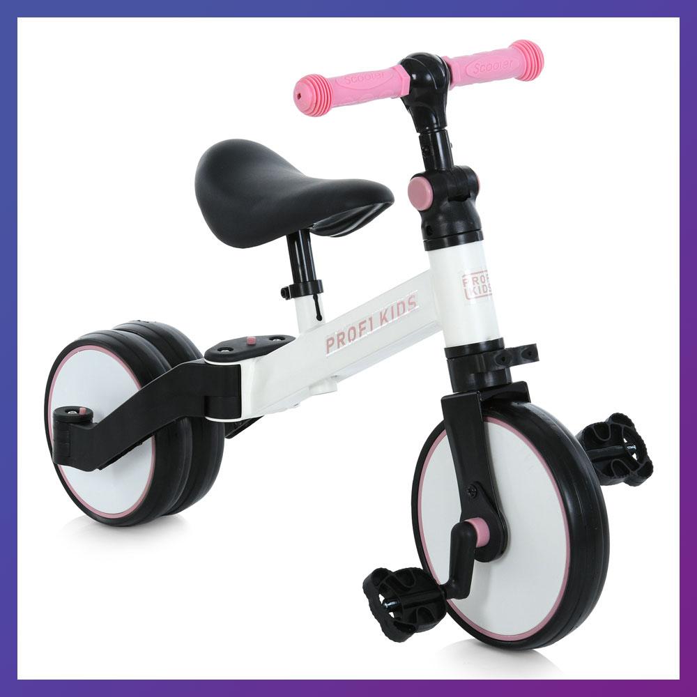 Дитячий біговел велосипед трансформер 3 в 1 PROFI KIDS 10/8д. MBB 1008 white pink Біло-рожевий, фото 1