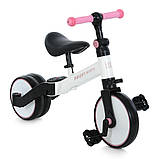 Дитячий біговел велосипед трансформер 3 в 1 PROFI KIDS 10/8д. MBB 1008 white pink Біло-рожевий, фото 2