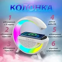 Нічник багатофункціональний smart light sound machine із функцією бездротової зарядки з музикою та годинником 2301