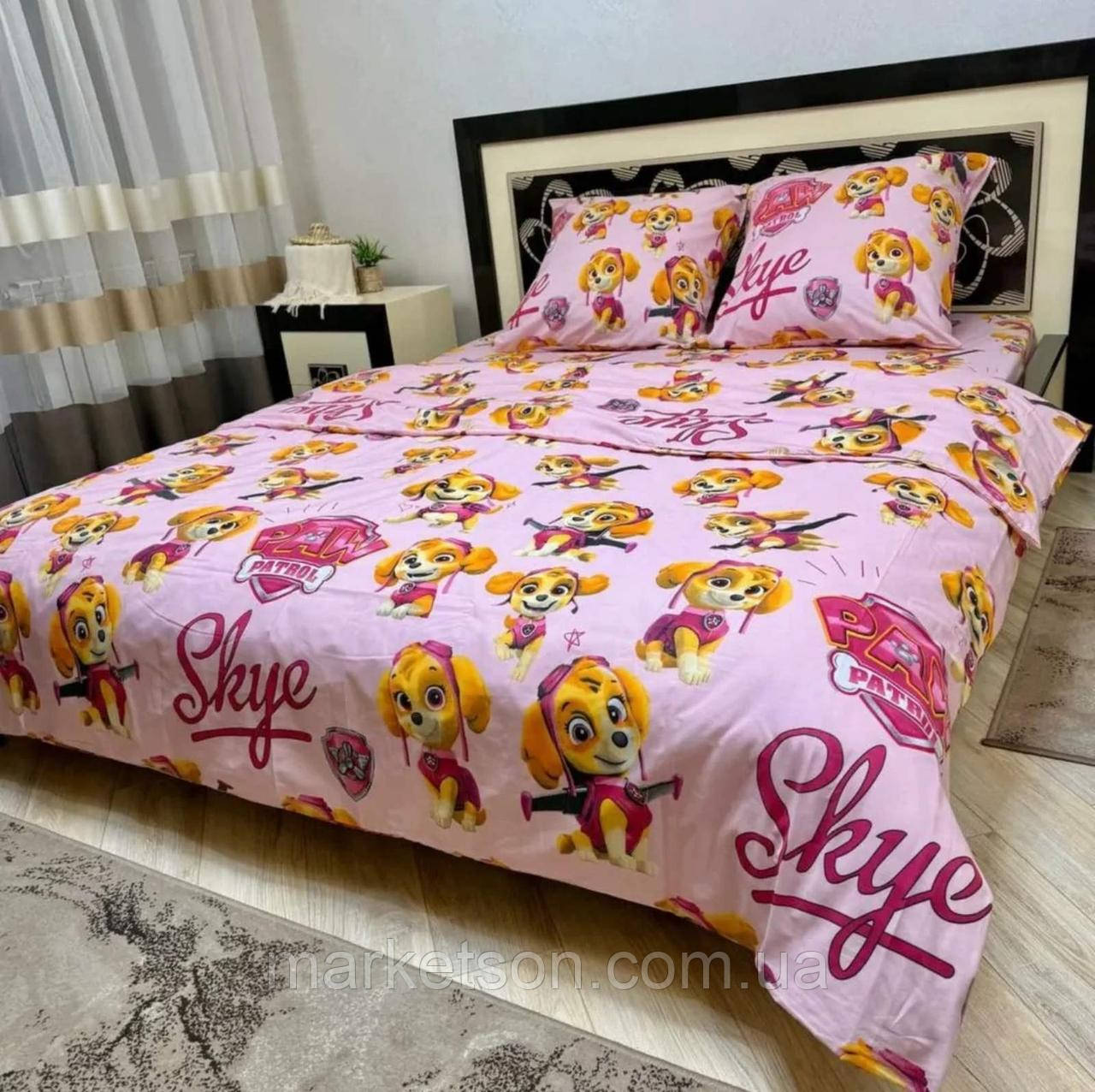 Дитяча полуторна постільна білизна бавовна Щенячий Патруль