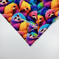 Стрейч кулір принт "Кольорові лінивці " - 180см. (діджитал)ВІДРІЗ 0.80см