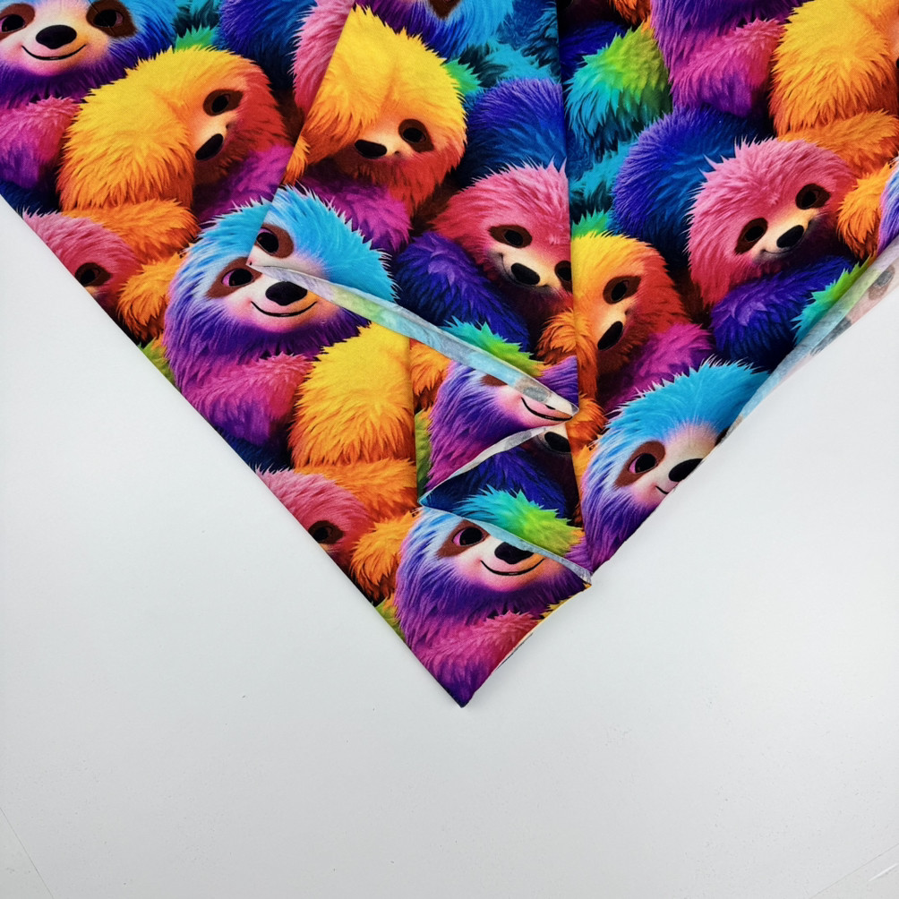 Стрейч кулір принт "Кольорові лінивці " - 180см. (діджитал)