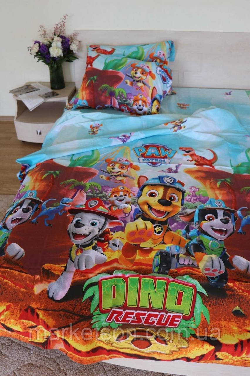 Дитяча полуторна постільна білизна бавовна Щенячий Патруль
