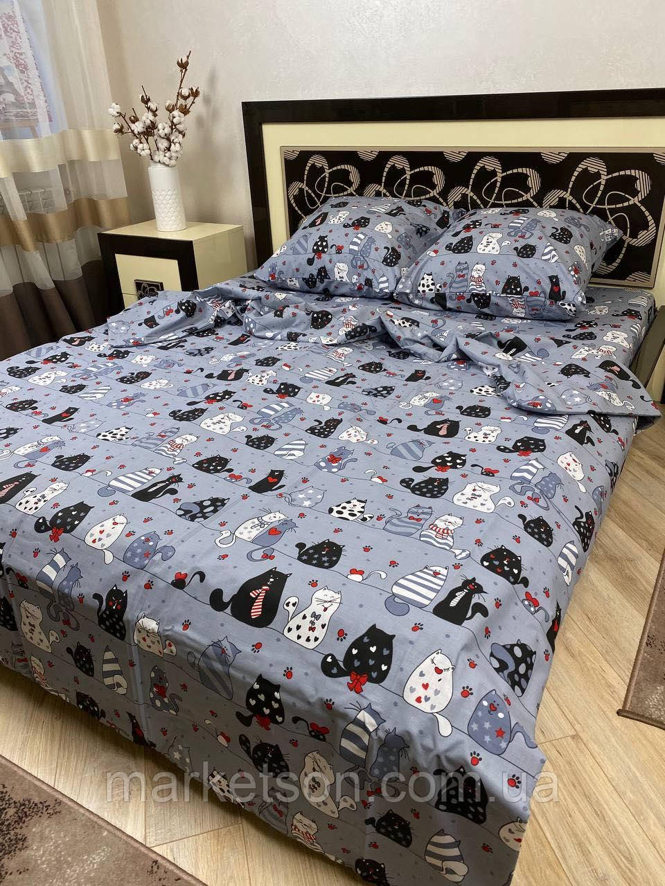 Дитяча полуторна постільна білизна бавовна Котики