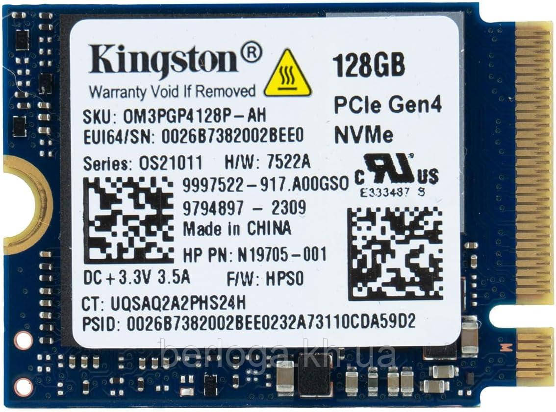 SSD накопичувач Kingston  128Gb Gaming M.2 2230 PCIe Gen.4  NVMe/  ОЕМ