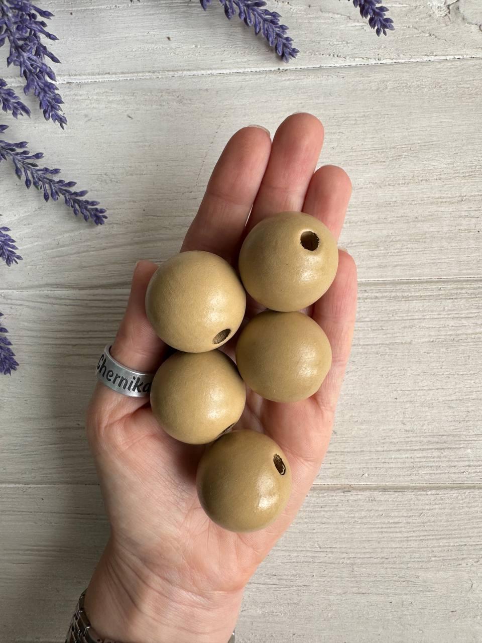 Намистини дерев'яні круглі 30 , світло коричневі 500 грамів