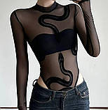 Боді із сітки з малюнком змії 9838, фото 2