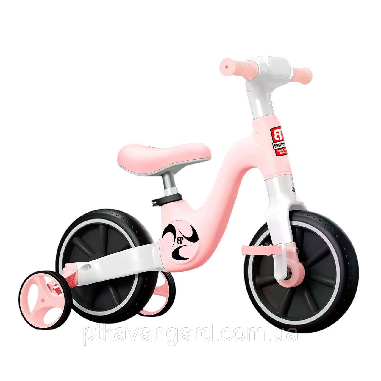 Біговел велосипед-трансформер Best Trike BT-14680 2в1 (колеса EVA 10 дюймів, українська озвучка) рожевий, фото 1