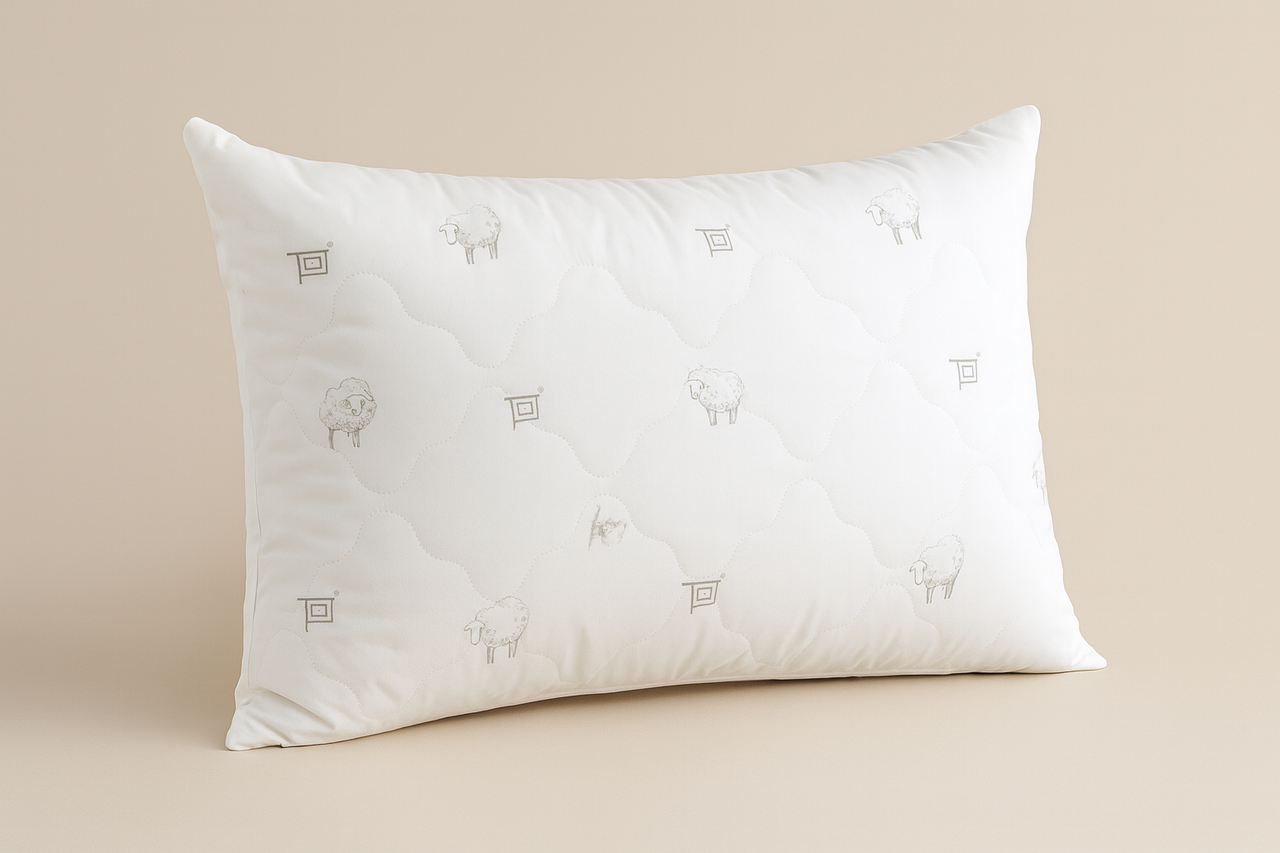 Подушка з овечою вовною зі зйомним чохлом Pure Wool, фото 1