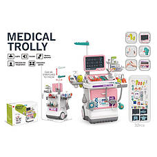 Набір лікаря , медична стійка з приладдям (32 елементи, аксесуари, підсвітка, медичні речі, сканер для УЗД), фото 3