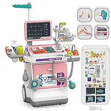 Набір лікаря , медична стійка з приладдям (32 елементи, аксесуари, підсвітка, медичні речі, сканер для УЗД), фото 2