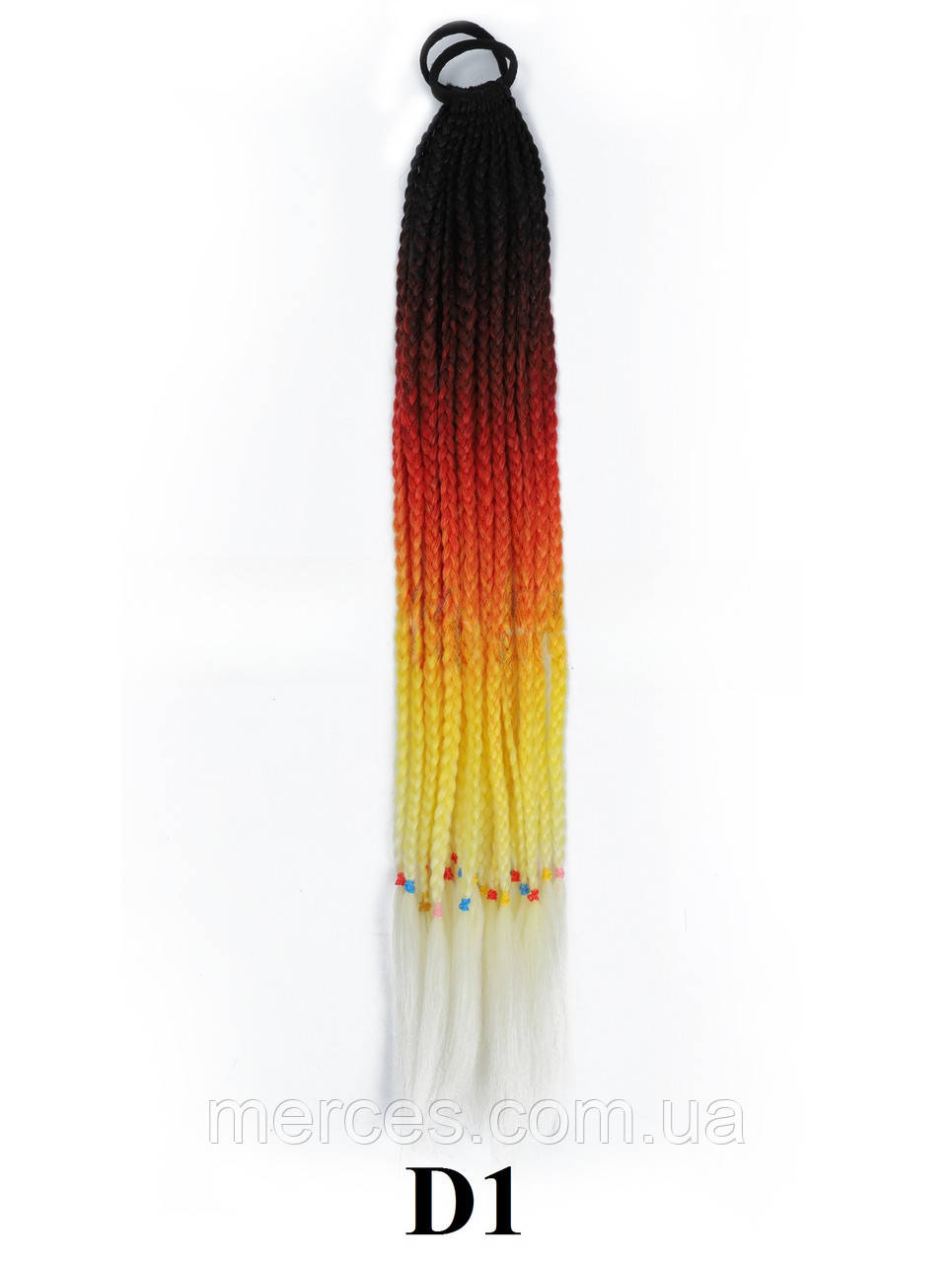 Канекалон на резинці 12шт. кіски зізі D1 чорний червоний жовтий білий блонд хвіст афрокоси омбре 60см 50гр у зачіску ZiZi, фото 1