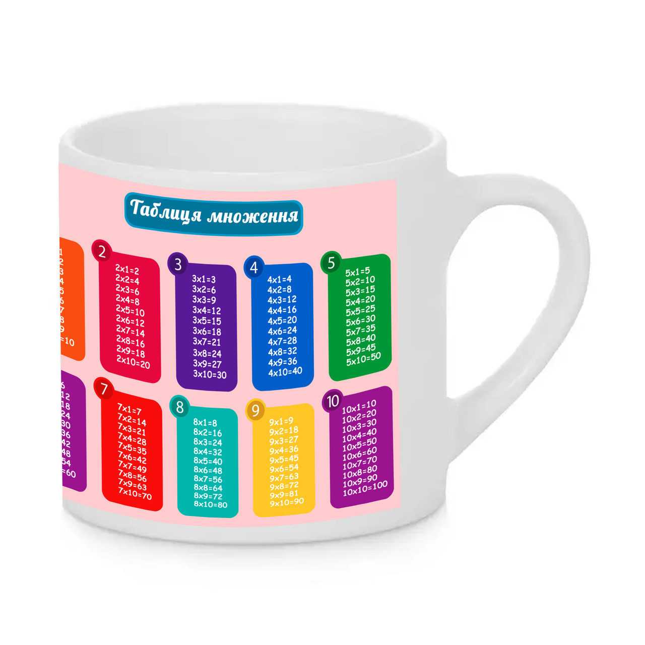Чашка дитяча з друком "Табличка множення" №2 (колір білий) (29821), фото 1