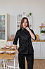 Кітель кухаря водовідштовхувальний Lux Form Шарлотта жіночий чорний рукав 3/4, фото 4