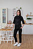 Кітель кухаря водовідштовхувальний Lux Form Шарлотта жіночий чорний рукав 3/4, фото 6