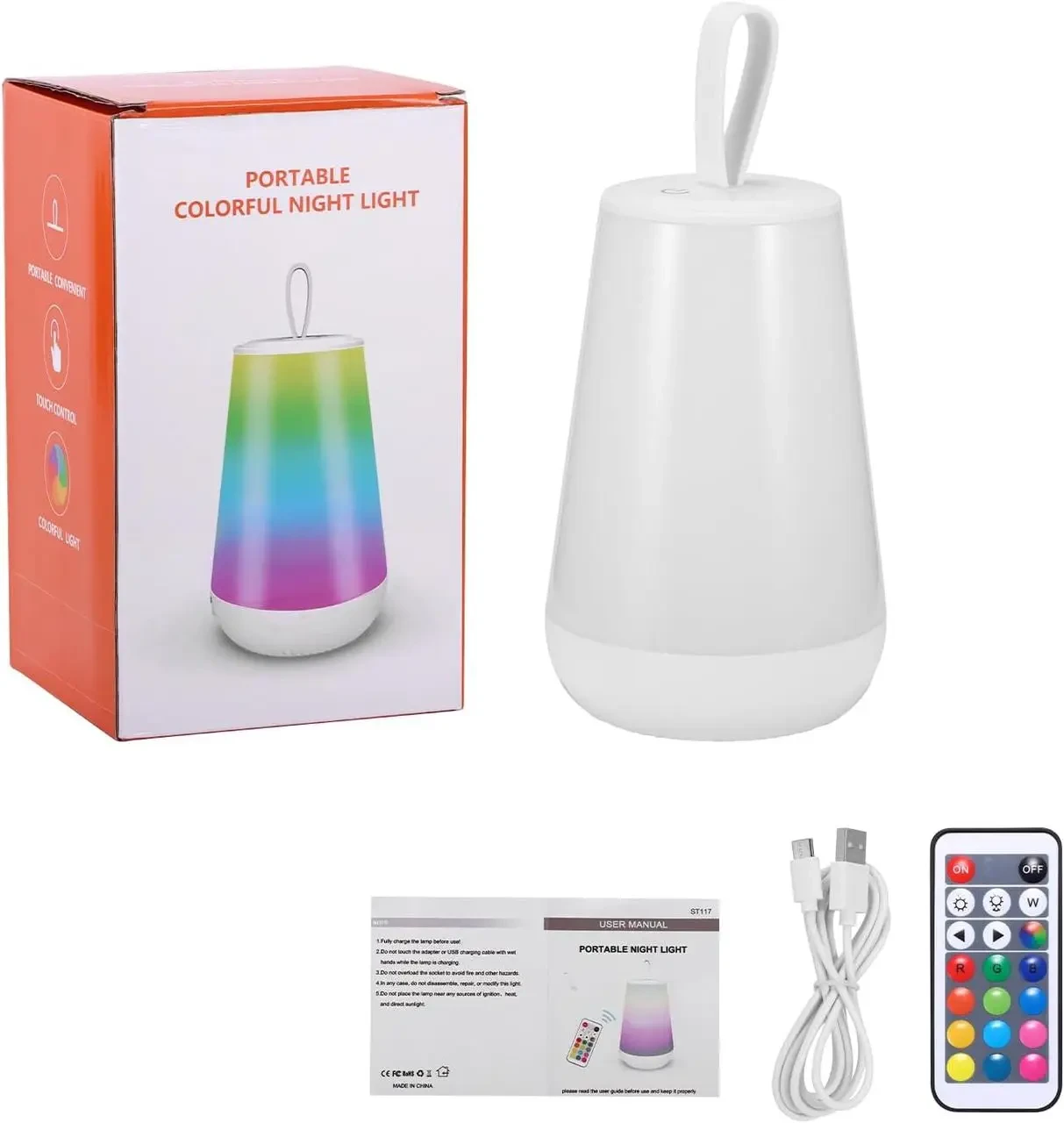 COZHYESS ST117 Нічник, світлодіодна сенсорна приліжкова лампа RGB 1200 мА·год, фото 1
