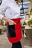 Фартух Lux Form короткий червоний з шкіряною кишенею, фото 2