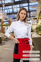 Фартух Lux Form короткий червоний з шкіряною кишенею