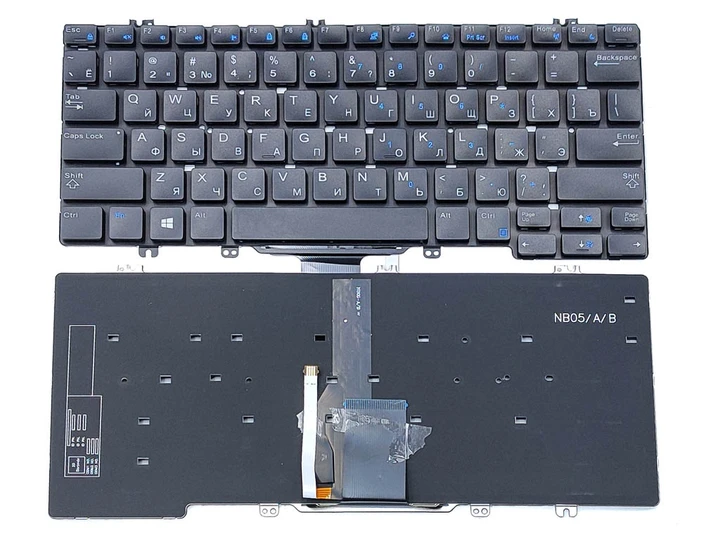 Клавіатура для DELL Latitude E5280, E7280, 5280, 5288, 5289, 5290, 7280, 7380, 7389, 7390 (RU Black з підсвічуванням), фото 1