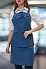 Фартух Lux Form Індіго з нагрудником водовідштовхувальний для повара офіціанта бармена перукаря синій, фото 2