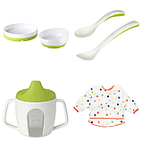 Дитячий набір пластикового посуду IKEA BÖRJA чашка нагрудник тарілка миска ложки для годування малюків ІКЕА, фото 3