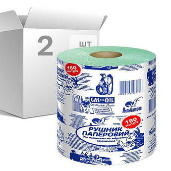 Рушник паперовий зелений Альбатрос 180м 1380 відривів 2шт/уп