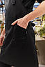 Фартух Lux Form Стандарт з нагрудником водовідштовхувальний для повара офіціанта бармена перукаря чорний, фото 4