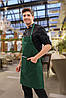 Фартух Lux Form Стандарт з нагрудником водовідштовхувальний для повара офіціанта бармена перукаря зелений, фото 2