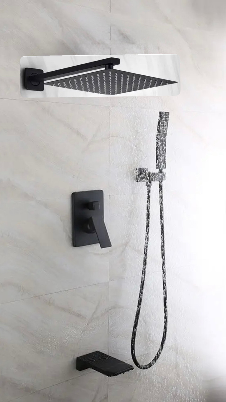 Душова система прихованого монтажу FUTURA 1097-12 Чорна матова, фото 1