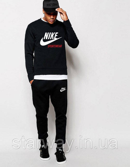 Чоловічий чорний спортивний костюм Nike sportswear | трикотаж