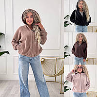 Жіноча куртка Бомбер альпака 42-46 48-54 чорний шоколад бежевий моко