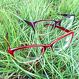 Окуляри жіночі з діоптріями вузькі пластикові для зору на мінус полімерна лінза Напівоправа Легкі Червоні Фіолетові, фото 2