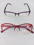 Окуляри жіночі з діоптріями вузькі пластикові для зору на мінус полімерна лінза Напівоправа Легкі Червоні Фіолетові, фото 3