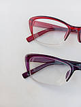 Окуляри жіночі з діоптріями вузькі пластикові для зору на мінус полімерна лінза Напівоправа Легкі Червоні Фіолетові, фото 5