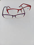 Окуляри жіночі з діоптріями вузькі пластикові для зору на мінус полімерна лінза Напівоправа Легкі Червоні Фіолетові, фото 7