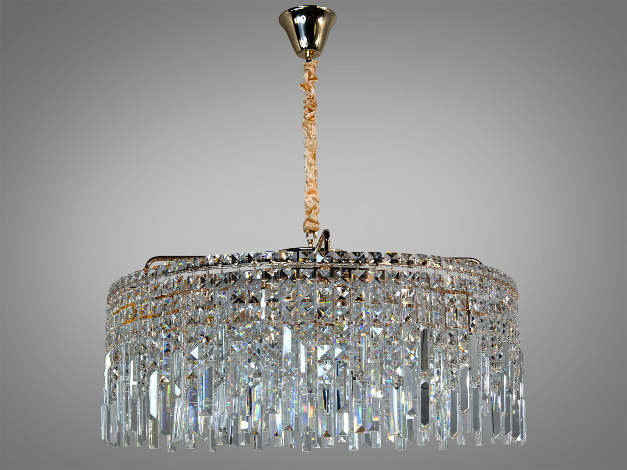 Підвісна кришталева люстра, 15 ламп, золото, для вітальні 9708-750SG