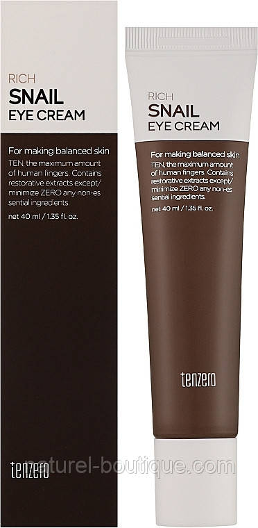 Крем Tenzero для шкіри навколо очей Rich Snail з муцином равлика відновлювальний 40 мл, фото 1