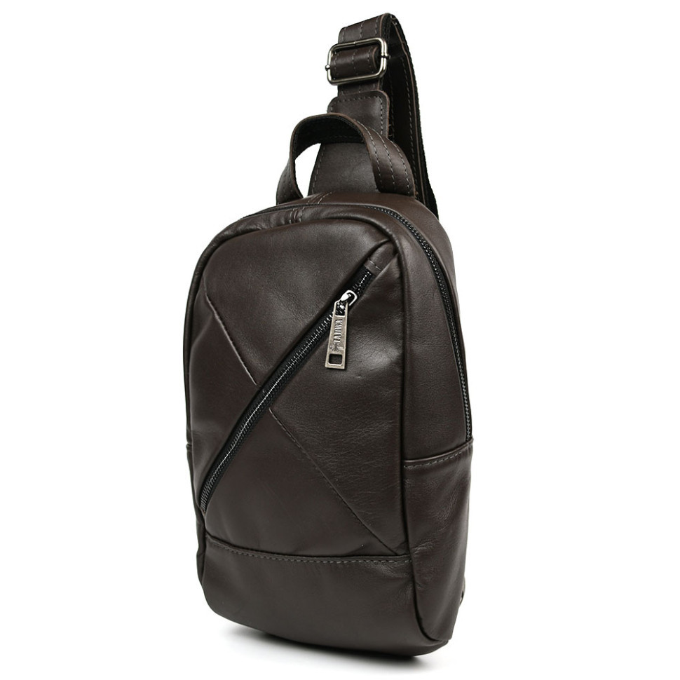 Рюкзак слінг шкіряний із кишенями TARWA GC-6020-3md коричнева Наппа, фото 1